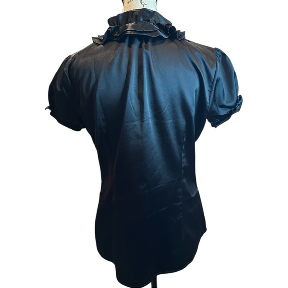 White House Black Market Black Ruffle Blouse - Picture 3 of 5